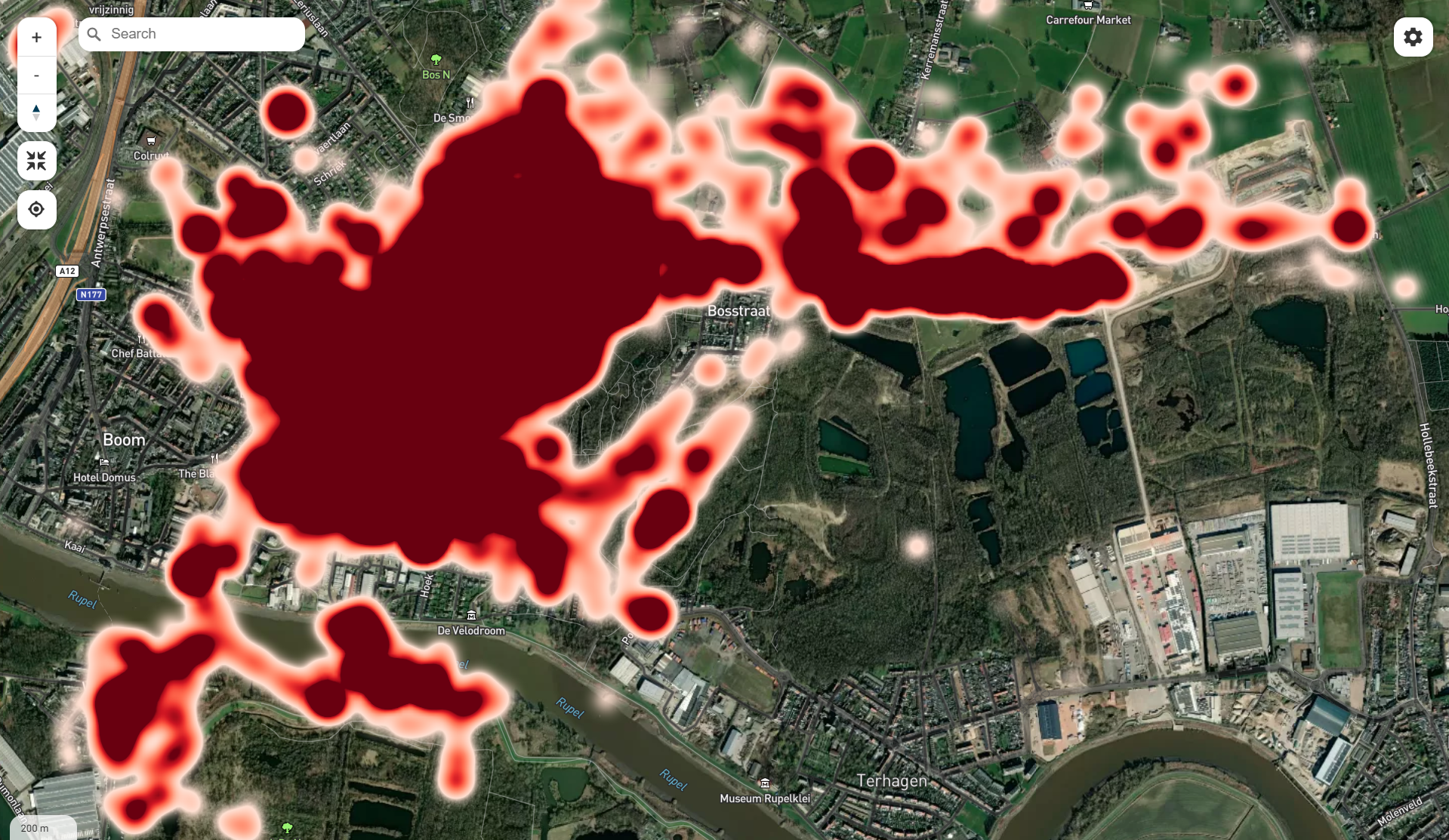 Heatmap of detected drones at Tomorrowland 2024